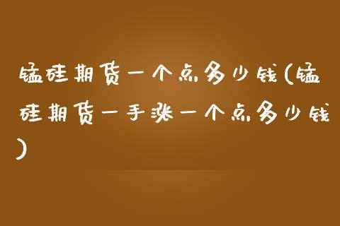 锰硅期货一个点多少钱(锰硅期货一手涨一个点多少钱)_https://www.liuyiidc.com_理财百科_第1张