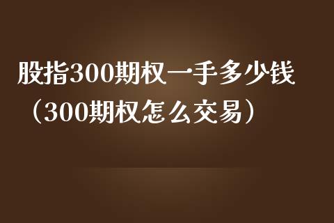 股指300期权一手多少钱（300期权怎么交易）_https://www.liuyiidc.com_恒生指数_第1张