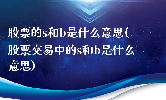 股票的s和b是什么意思(股票交易中的s和b是什么意思)_https://www.liuyiidc.com_股票理财_第1张