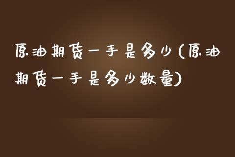 原油期货一手是多少(原油期货一手是多少数量)_https://www.liuyiidc.com_国际期货_第1张