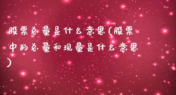 股票总量是什么意思(股票中的总量和现量是什么意思)_https://www.liuyiidc.com_股票理财_第1张