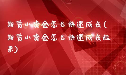 期货小资金怎么快速成长(期货小资金怎么快速成长起来)_https://www.liuyiidc.com_财经要闻_第1张