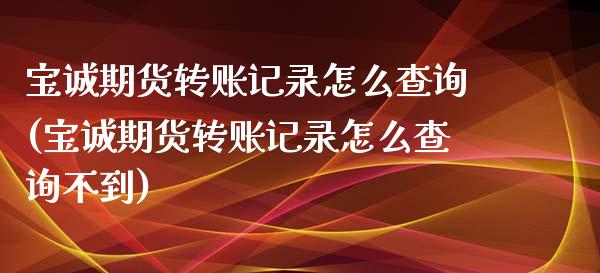 宝诚期货转账记录怎么查询(宝诚期货转账记录怎么查询不到)_https://www.liuyiidc.com_期货品种_第1张