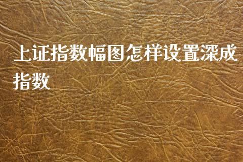 上证指数幅图怎样设置深成指数_https://www.liuyiidc.com_期货软件_第1张