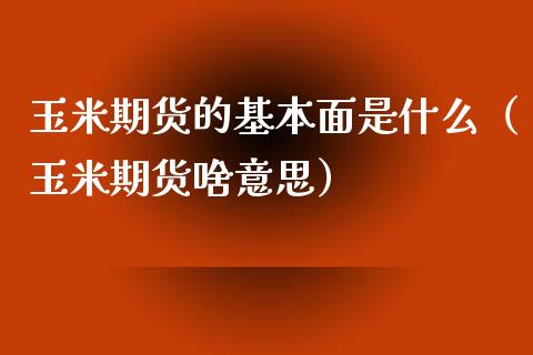 玉米期货的基本面是什么（玉米期货啥意思）_https://www.liuyiidc.com_理财百科_第1张