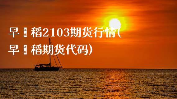 早籼稻2103期货行情(早籼稻期货代码)_https://www.liuyiidc.com_财经要闻_第1张