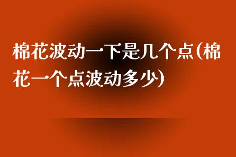 棉花波动一下是几个点(棉花一个点波动多少)_https://www.liuyiidc.com_期货知识_第1张