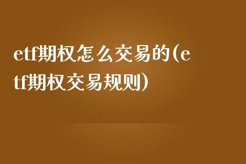 etf期权怎么交易的(etf期权交易规则)_https://www.liuyiidc.com_国际期货_第1张