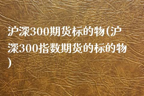 沪深300期货标的物(沪深300指数期货的标的物)_https://www.liuyiidc.com_恒生指数_第1张