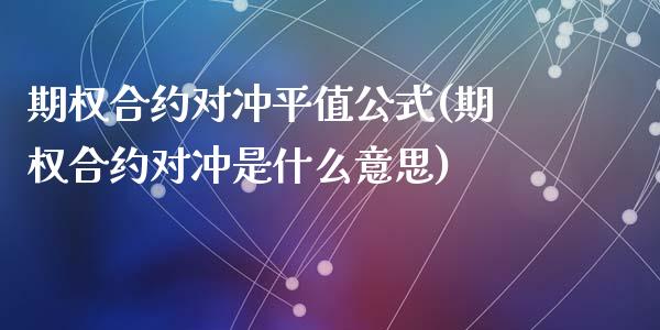 期权合约对冲平值公式(期权合约对冲是什么意思)_https://www.liuyiidc.com_期货知识_第1张