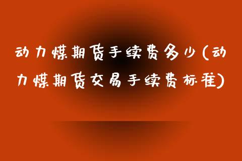 动力煤期货手续费多少(动力煤期货交易手续费标准)_https://www.liuyiidc.com_理财品种_第1张