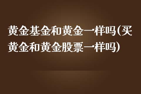 黄金基金和黄金一样吗(买黄金和黄金股票一样吗)_https://www.liuyiidc.com_期货品种_第1张