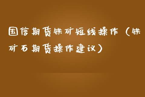 国信期货铁矿短线操作（铁矿石期货操作建议）_https://www.liuyiidc.com_黄金期货_第1张