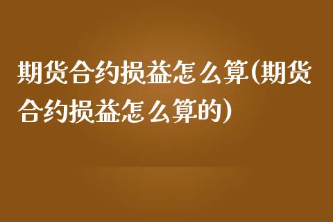 期货合约损益怎么算(期货合约损益怎么算的)_https://www.liuyiidc.com_国际期货_第1张