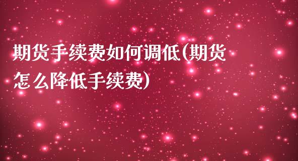 期货手续费如何调低(期货怎么降低手续费)_https://www.liuyiidc.com_期货品种_第1张