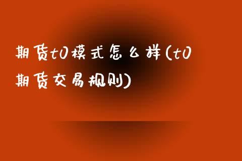 期货t0模式怎么样(t0期货交易规则)_https://www.liuyiidc.com_理财品种_第1张