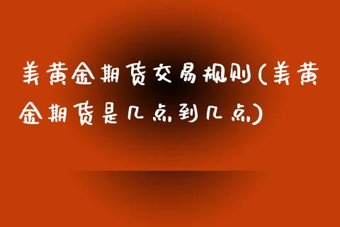 美黄金期货交易规则(美黄金期货是几点到几点)_https://www.liuyiidc.com_期货知识_第1张