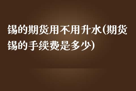 锡的期货用不用升水(期货锡的手续费是多少)_https://www.liuyiidc.com_黄金期货_第1张