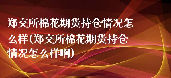 郑交所棉花期货持仓情况怎么样(郑交所棉花期货持仓情况怎么样啊)_https://www.liuyiidc.com_基金理财_第1张