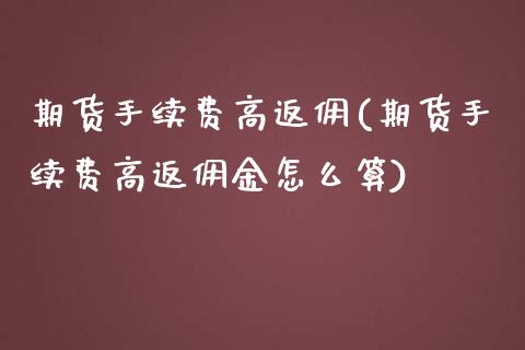 期货手续费高返佣(期货手续费高返佣金怎么算)_https://www.liuyiidc.com_期货软件_第1张