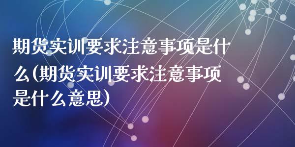 期货实训要求注意事项是什么(期货实训要求注意事项是什么意思)_https://www.liuyiidc.com_期货软件_第1张