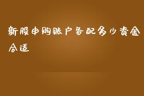 新股申购账户各配多少资金合适_https://www.liuyiidc.com_期货交易所_第1张