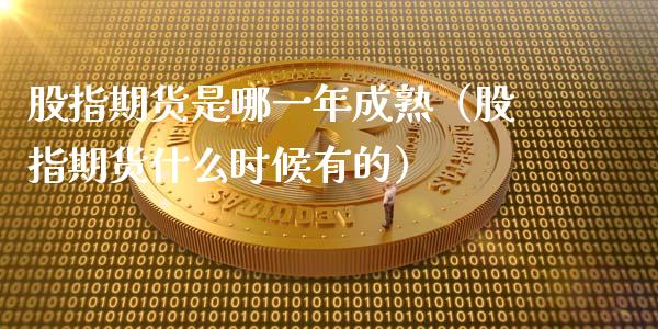 股指期货是哪一年成熟（股指期货什么时候有的）_https://www.liuyiidc.com_期货理财_第1张