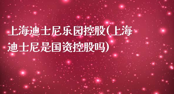 上海迪士尼乐园控股(上海迪士尼是国资控股吗)_https://www.liuyiidc.com_股票理财_第1张