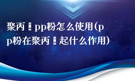 聚丙烯pp粉怎么使用(pp粉在聚丙烯起什么作用)_https://www.liuyiidc.com_恒生指数_第1张