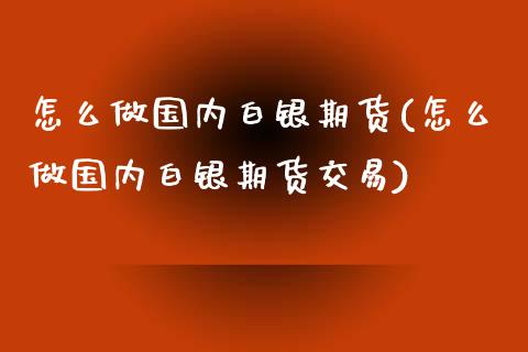 怎么做国内白银期货(怎么做国内白银期货交易)_https://www.liuyiidc.com_期货软件_第1张