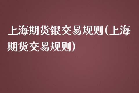 上海期货银交易规则(上海期货交易规则)_https://www.liuyiidc.com_期货品种_第1张