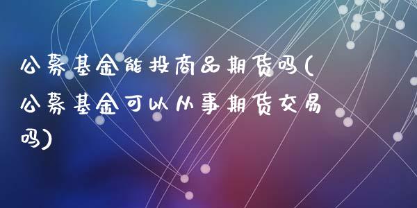 公募基金能投商品期货吗(公募基金可以从事期货交易吗)_https://www.liuyiidc.com_基金理财_第1张