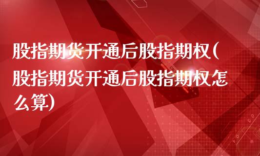 股指期货开通后股指期权(股指期货开通后股指期权怎么算)_https://www.liuyiidc.com_期货品种_第1张