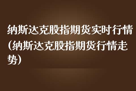 纳斯达克股指期货实时行情(纳斯达克股指期货行情走势)