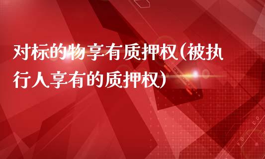 对标的物享有质押权(被执行人享有的质押权)_https://www.liuyiidc.com_国际期货_第1张