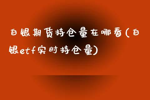 白银期货持仓量在哪看(白银etf实时持仓量)_https://www.liuyiidc.com_恒生指数_第1张