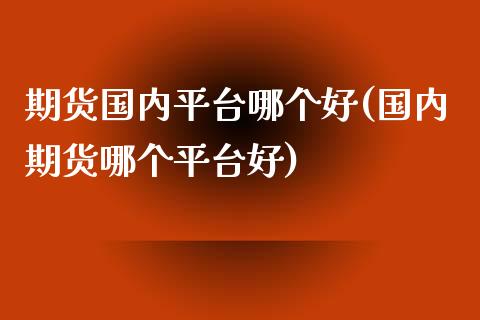 期货国内平台哪个好(国内期货哪个平台好)_https://www.liuyiidc.com_期货品种_第1张