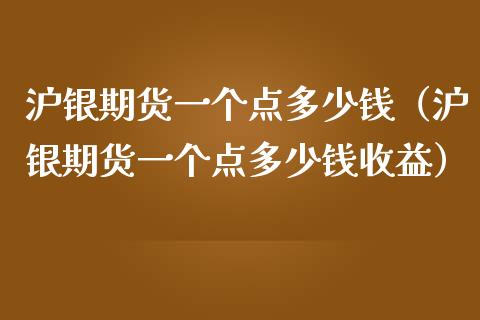 沪银期货一个点多少钱（沪银期货一个点多少钱收益）_https://www.liuyiidc.com_期货理财_第1张