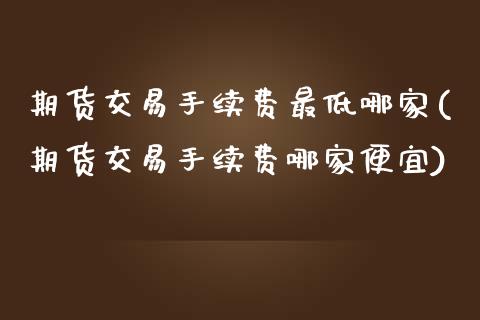 期货交易手续费最低哪家(期货交易手续费哪家便宜)_https://www.liuyiidc.com_财经要闻_第1张