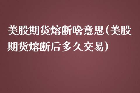 美股期货熔断啥意思(美股期货熔断后多久交易)_https://www.liuyiidc.com_期货知识_第1张