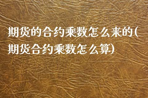 期货的合约乘数怎么来的(期货合约乘数怎么算)_https://www.liuyiidc.com_基金理财_第1张