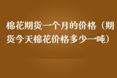 棉花期货一个月的（期货今天棉花多少一吨）_https://www.liuyiidc.com_原油直播室_第1张