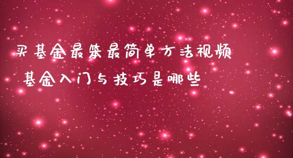 买基金最笨最简单方法 基金入门与技巧是哪些