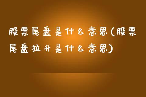 股票尾盘是什么意思(股票尾盘拉升是什么意思)_https://www.liuyiidc.com_股票理财_第1张