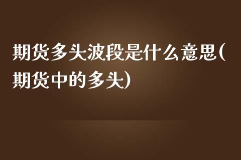 期货多头波段是什么意思(期货中的多头)_https://www.liuyiidc.com_期货软件_第1张