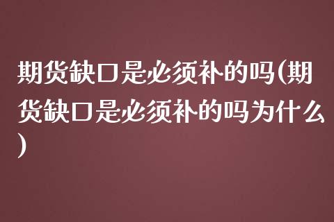 期货缺口是必须补的吗(期货缺口是必须补的吗为什么)_https://www.liuyiidc.com_基金理财_第1张