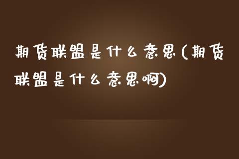 期货联盟是什么意思(期货联盟是什么意思啊)_https://www.liuyiidc.com_期货品种_第1张