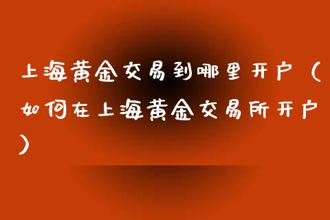 上海黄金交易到哪里（如何在上海黄金交易所）_https://www.liuyiidc.com_黄金期货_第1张