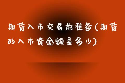 期货入市交易前准备(期货的入市资金额是多少)_https://www.liuyiidc.com_理财品种_第1张