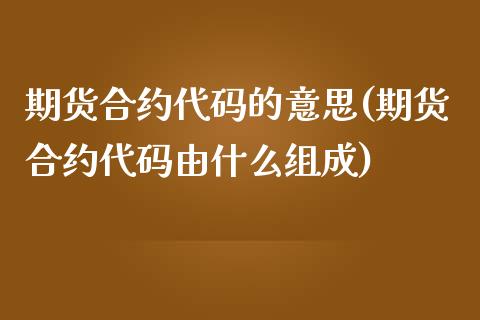 期货合约代码的意思(期货合约代码由什么组成)_https://www.liuyiidc.com_恒生指数_第1张